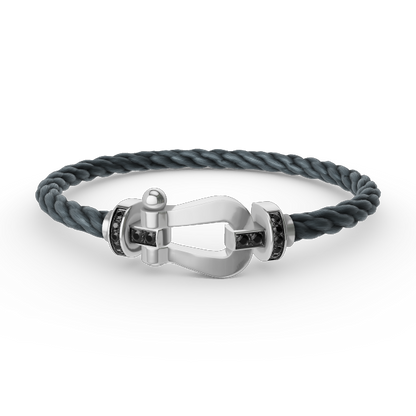 [LunaMar]FORCE LARGE HORSESHOE BLACK DIAMOND BRACELET - WHITE GOLD