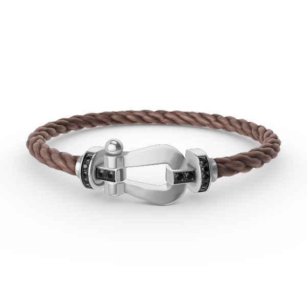 [LunaMar]FORCE LARGE HORSESHOE BLACK DIAMOND BRACELET - WHITE GOLD