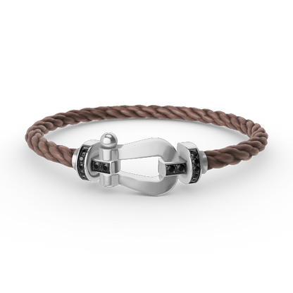 [LunaMar]FORCE LARGE HORSESHOE BLACK DIAMOND BRACELET - WHITE GOLD