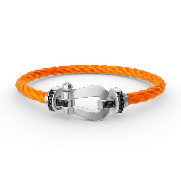 [LunaMar]FORCE LARGE HORSESHOE BLACK DIAMOND BRACELET - WHITE GOLD