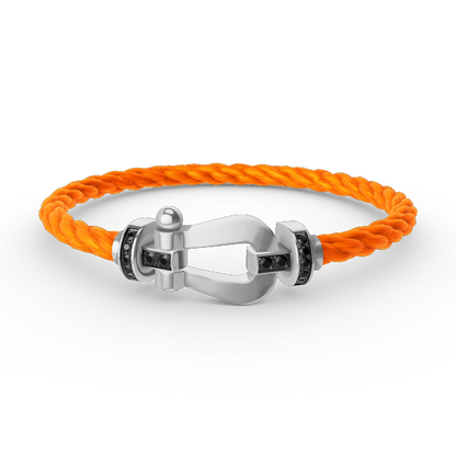[LunaMar]FORCE LARGE HORSESHOE BLACK DIAMOND BRACELET - WHITE GOLD