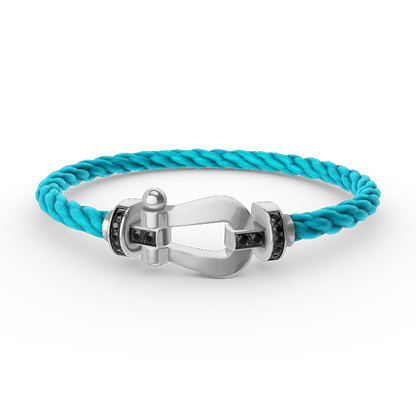 [LunaMar]FORCE LARGE HORSESHOE BLACK DIAMOND BRACELET - WHITE GOLD