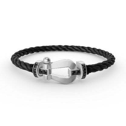 [LunaMar]FORCE LARGE HORSESHOE BLACK DIAMOND BRACELET - WHITE GOLD