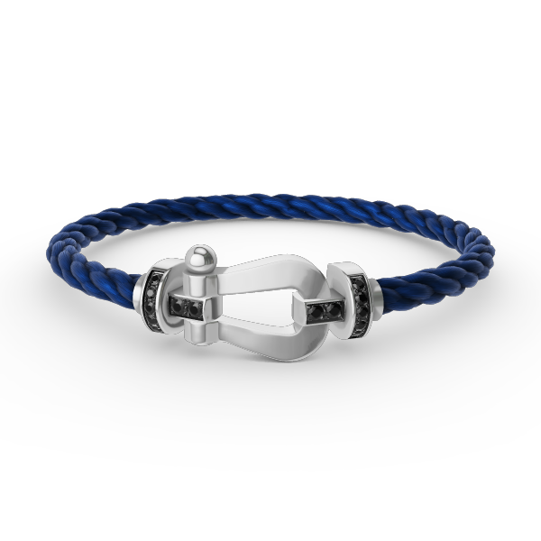 [LunaMar]FORCE LARGE HORSESHOE BLACK DIAMOND BRACELET - WHITE GOLD