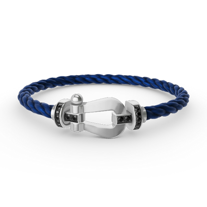 [LunaMar]FORCE LARGE HORSESHOE BLACK DIAMOND BRACELET - WHITE GOLD