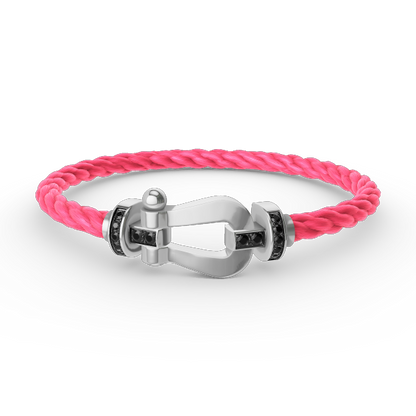 [LunaMar]FORCE LARGE HORSESHOE BLACK DIAMOND BRACELET - WHITE GOLD