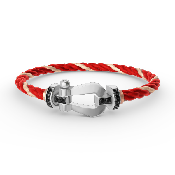 [LunaMar]FORCE LARGE HORSESHOE BLACK DIAMOND BRACELET - WHITE GOLD