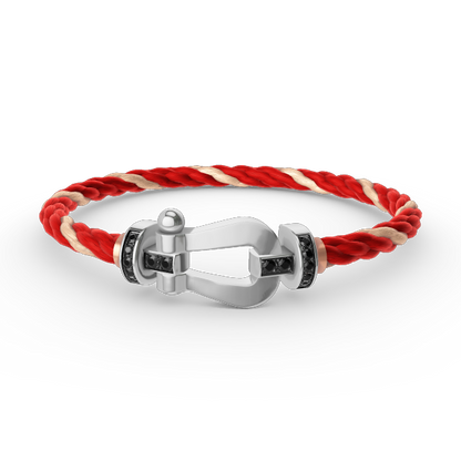 [LunaMar]FORCE LARGE HORSESHOE BLACK DIAMOND BRACELET - WHITE GOLD
