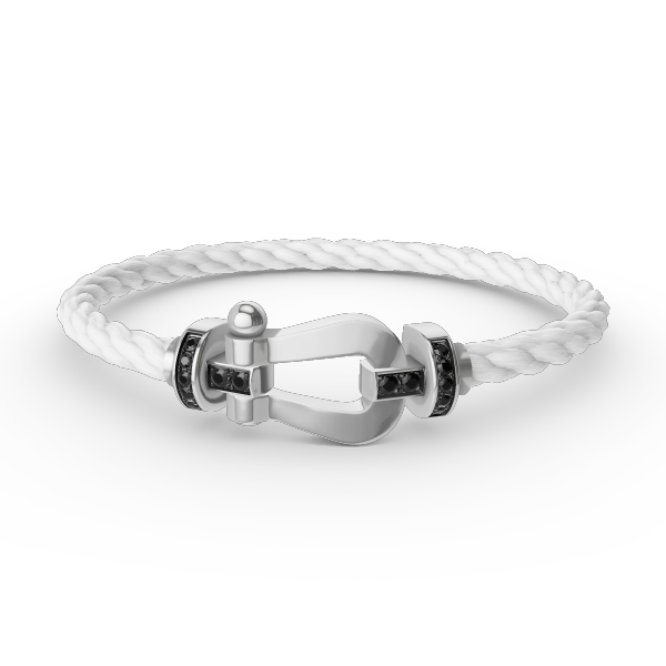 [LunaMar]FORCE LARGE HORSESHOE BLACK DIAMOND BRACELET - WHITE GOLD