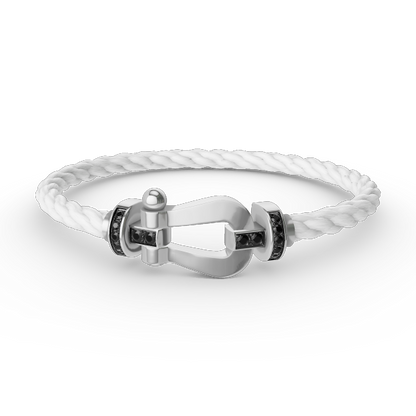 [LunaMar]FORCE LARGE HORSESHOE BLACK DIAMOND BRACELET - WHITE GOLD