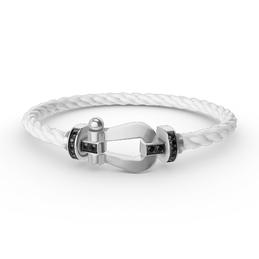 [LunaMar]FORCE LARGE HORSESHOE BLACK DIAMOND BRACELET - WHITE GOLD