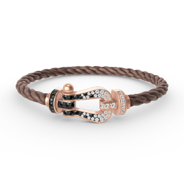 [LunaMar]FORCE LARGE HORSESHOE BLACK & WHITE DIAMOND BRACELET - ROSE GOLD