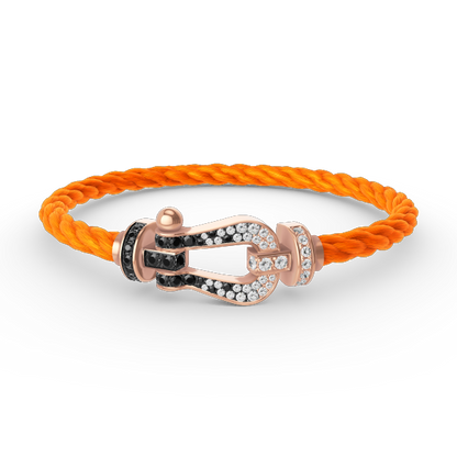 [LunaMar]FORCE LARGE HORSESHOE BLACK & WHITE DIAMOND BRACELET - ROSE GOLD