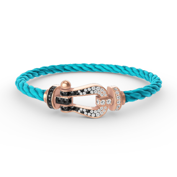 [LunaMar]FORCE LARGE HORSESHOE BLACK & WHITE DIAMOND BRACELET - ROSE GOLD