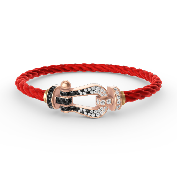 [LunaMar]FORCE LARGE HORSESHOE BLACK & WHITE DIAMOND BRACELET - ROSE GOLD