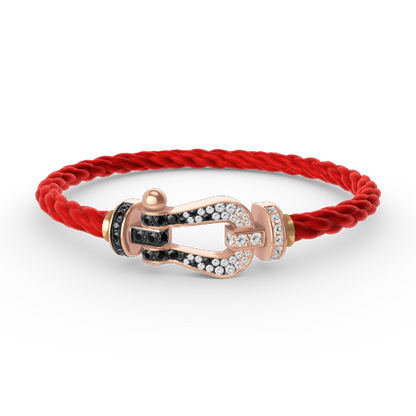 [LunaMar]FORCE LARGE HORSESHOE BLACK & WHITE DIAMOND BRACELET - ROSE GOLD