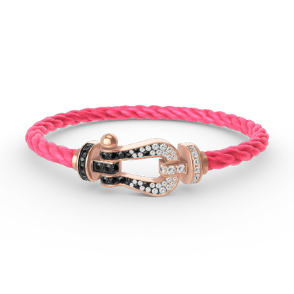 [LunaMar]FORCE LARGE HORSESHOE BLACK & WHITE DIAMOND BRACELET - ROSE GOLD