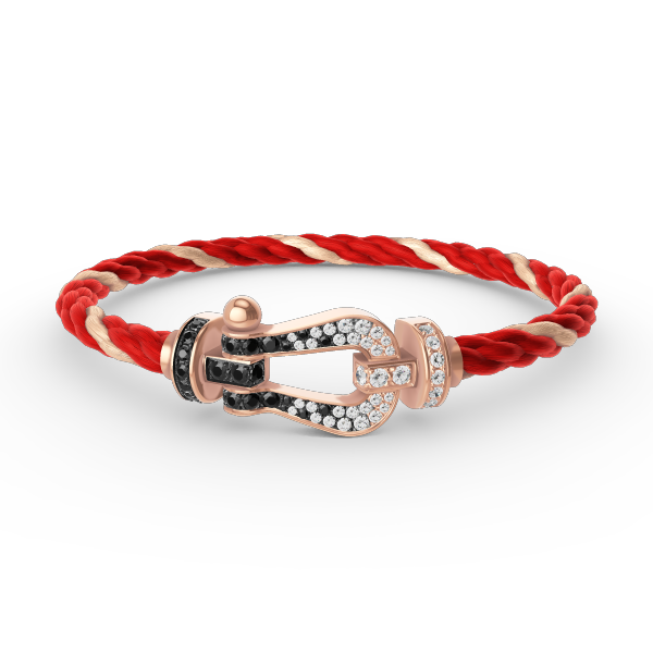 [LunaMar]FORCE LARGE HORSESHOE BLACK & WHITE DIAMOND BRACELET - ROSE GOLD