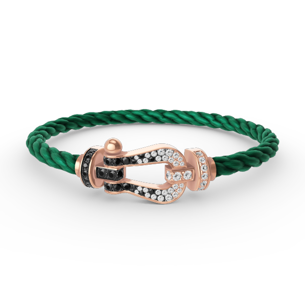 [LunaMar]FORCE LARGE HORSESHOE BLACK & WHITE DIAMOND BRACELET - ROSE GOLD