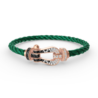 [LunaMar]FORCE LARGE HORSESHOE BLACK & WHITE DIAMOND BRACELET - ROSE GOLD