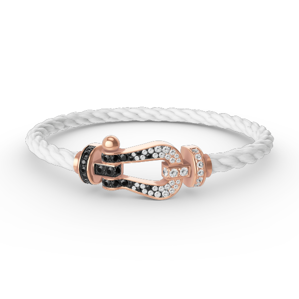 [LunaMar]FORCE LARGE HORSESHOE BLACK & WHITE DIAMOND BRACELET - ROSE GOLD