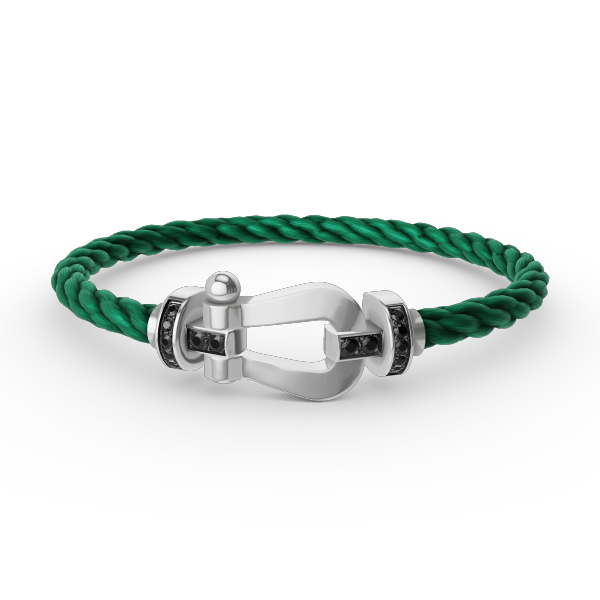 [LunaMar]FORCE LARGE HORSESHOE BLACK DIAMOND BRACELET - WHITE GOLD