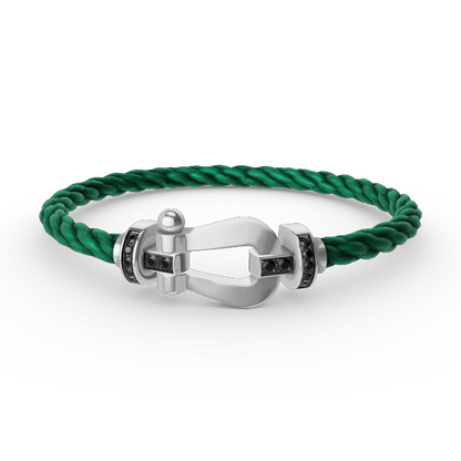 [LunaMar]FORCE LARGE HORSESHOE BLACK DIAMOND BRACELET - WHITE GOLD