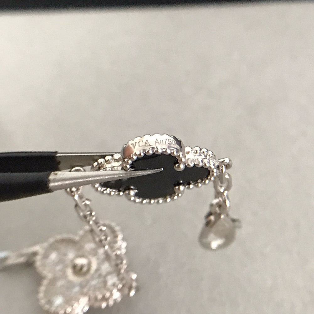 [LunaMar]LUCKY CLOVER 5-MOTIF BRACELET - BLACK OXNY COLLECTION