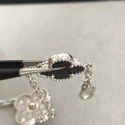 [LunaMar]LUCKY CLOVER 5-MOTIF BRACELET - BLACK OXNY COLLECTION