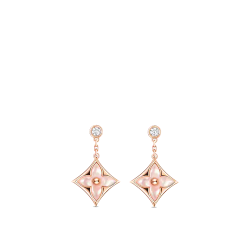 [LunaMar]DOUBLE STAR ROSE GOLD MOP DROP EARRINGS