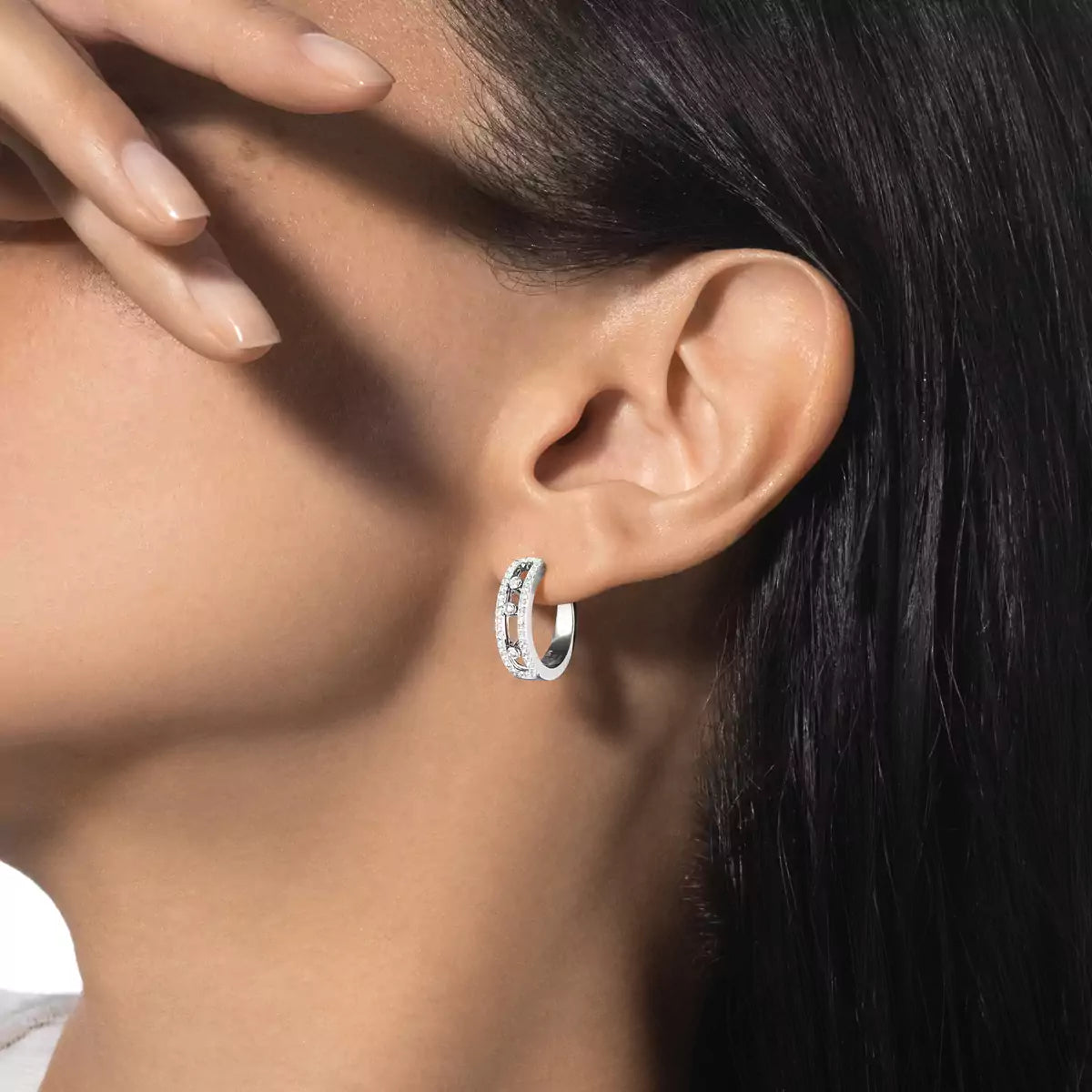 [LunaMar]MOVE PAVÉ DIAMOND HOOP EARRINGS