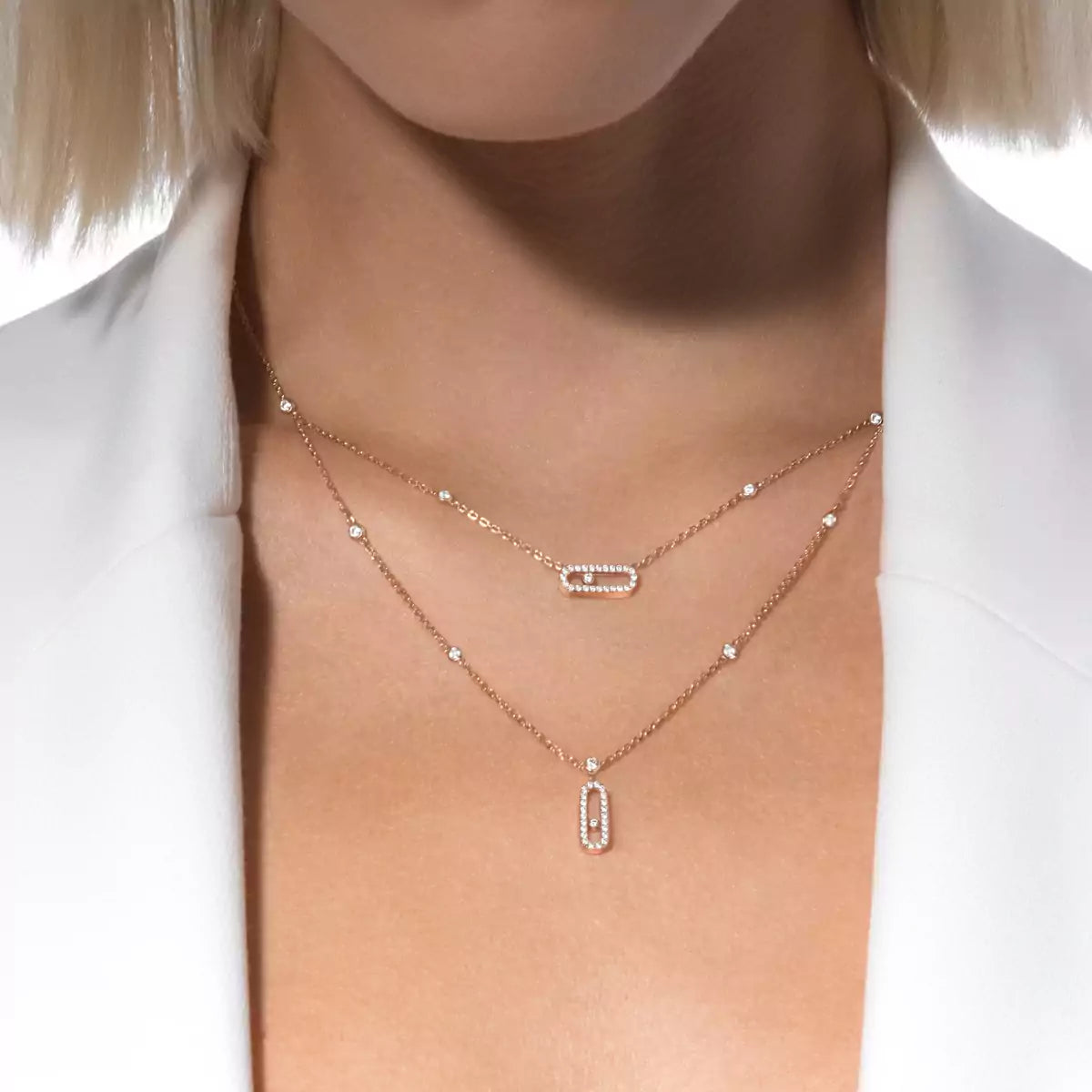 [LunaMar]MOVE UNO 2-ROW PAVÉ NECKLACE