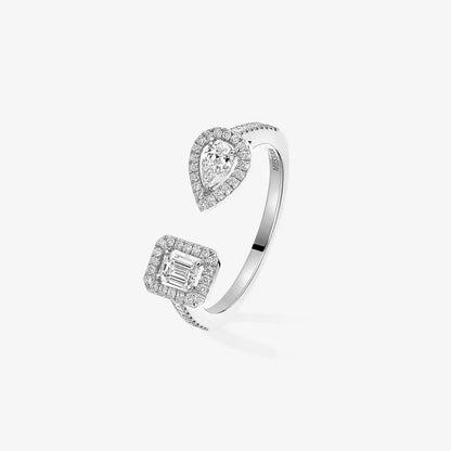 [LunaMar]OPEN SUGAR CUBE & TEARDROP PAVÉ DIAMOND RING