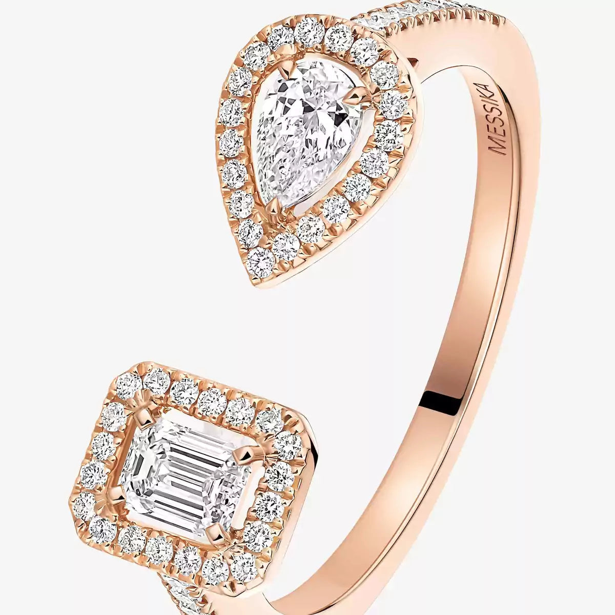 [LunaMar]OPEN SUGAR CUBE & TEARDROP PAVÉ DIAMOND RING