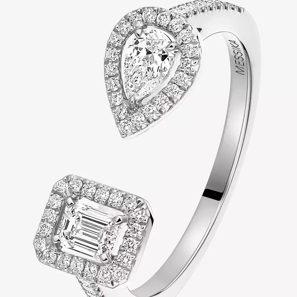 [LunaMar]OPEN SUGAR CUBE & TEARDROP PAVÉ DIAMOND RING