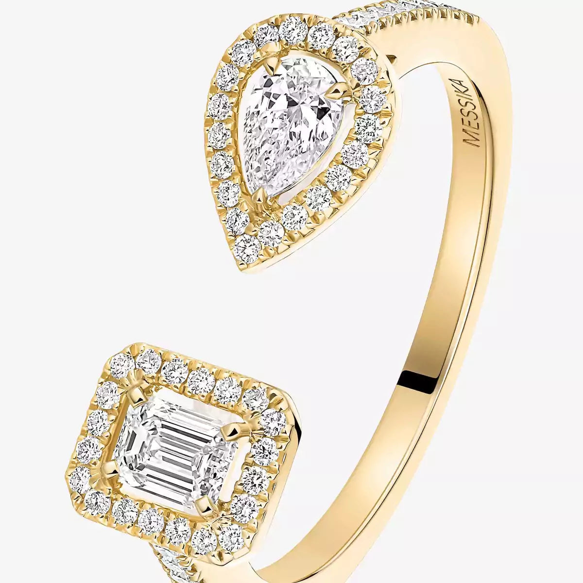 [LunaMar]OPEN SUGAR CUBE & TEARDROP PAVÉ DIAMOND RING