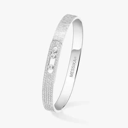[LunaMar]MOVE NOA CISELÉ HALF-PAVÉ DIAMOND BANGLE BRACELET