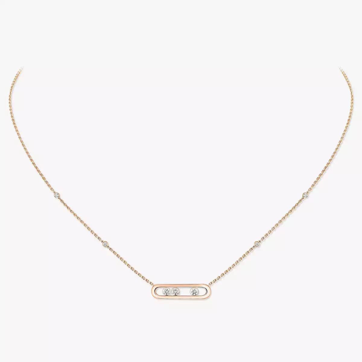 [LunaMar]MOVE PAVÉ PENDANT 4 MOVING DIAMONDS NECKLACE