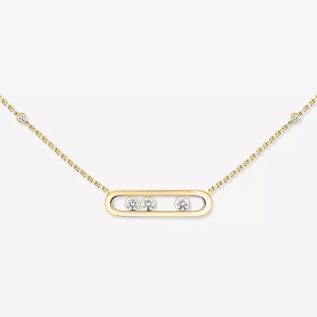 [LunaMar]MOVE PAVÉ PENDANT 4 MOVING DIAMONDS NECKLACE