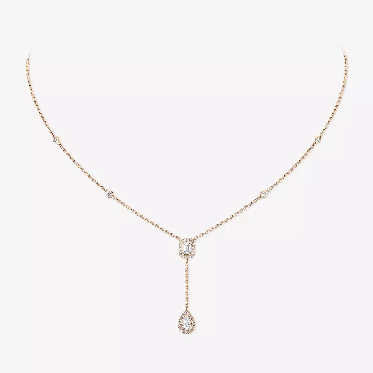 [LunaMar]SUGAR CUBE & TEARDROP FULL PAVÉ NECKLACE
