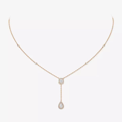 [LunaMar]SUGAR CUBE & TEARDROP FULL PAVÉ NECKLACE