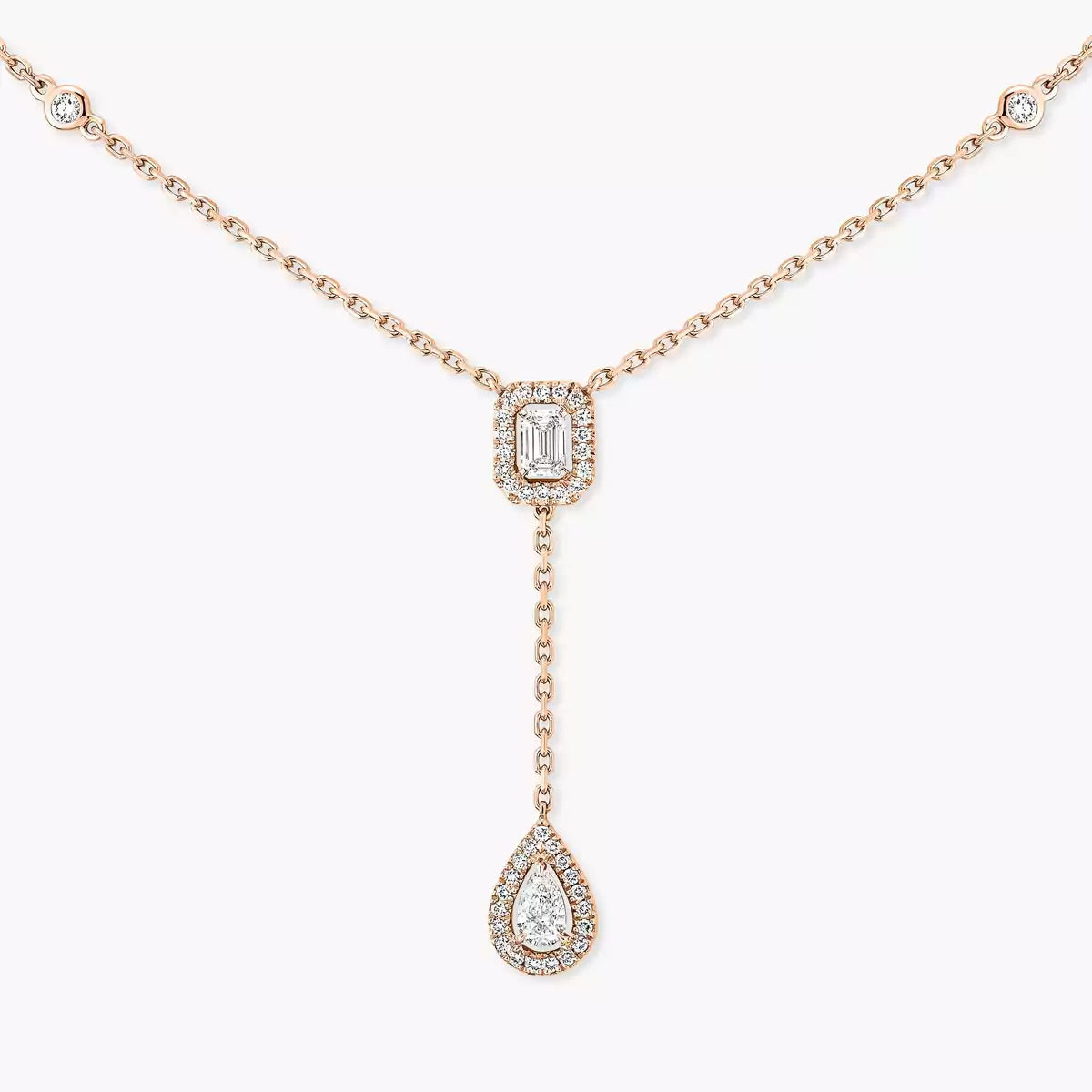 [LunaMar]SUGAR CUBE & TEARDROP FULL PAVÉ NECKLACE