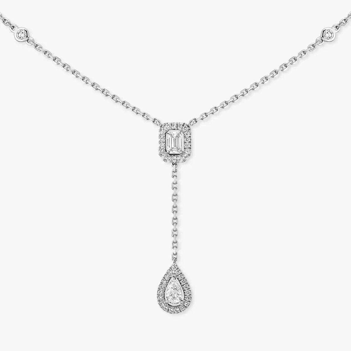 [LunaMar]SUGAR CUBE & TEARDROP FULL PAVÉ NECKLACE