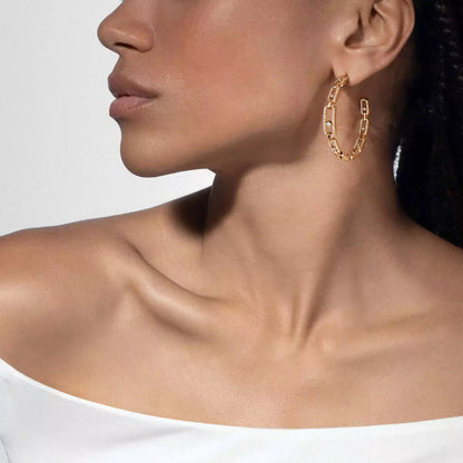 [LunaMar]MOVE LINK KINETIC DIAMOND HOOP EARRINGS