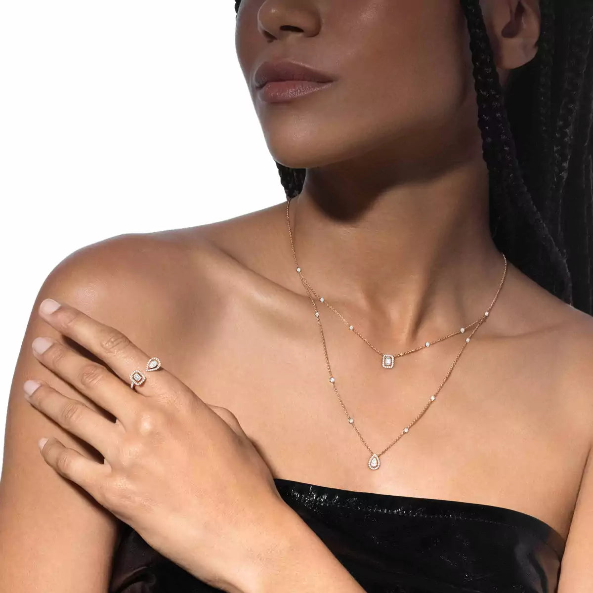 [LunaMar]MY TWIN 2-ROW DIAMOND NECKLACE