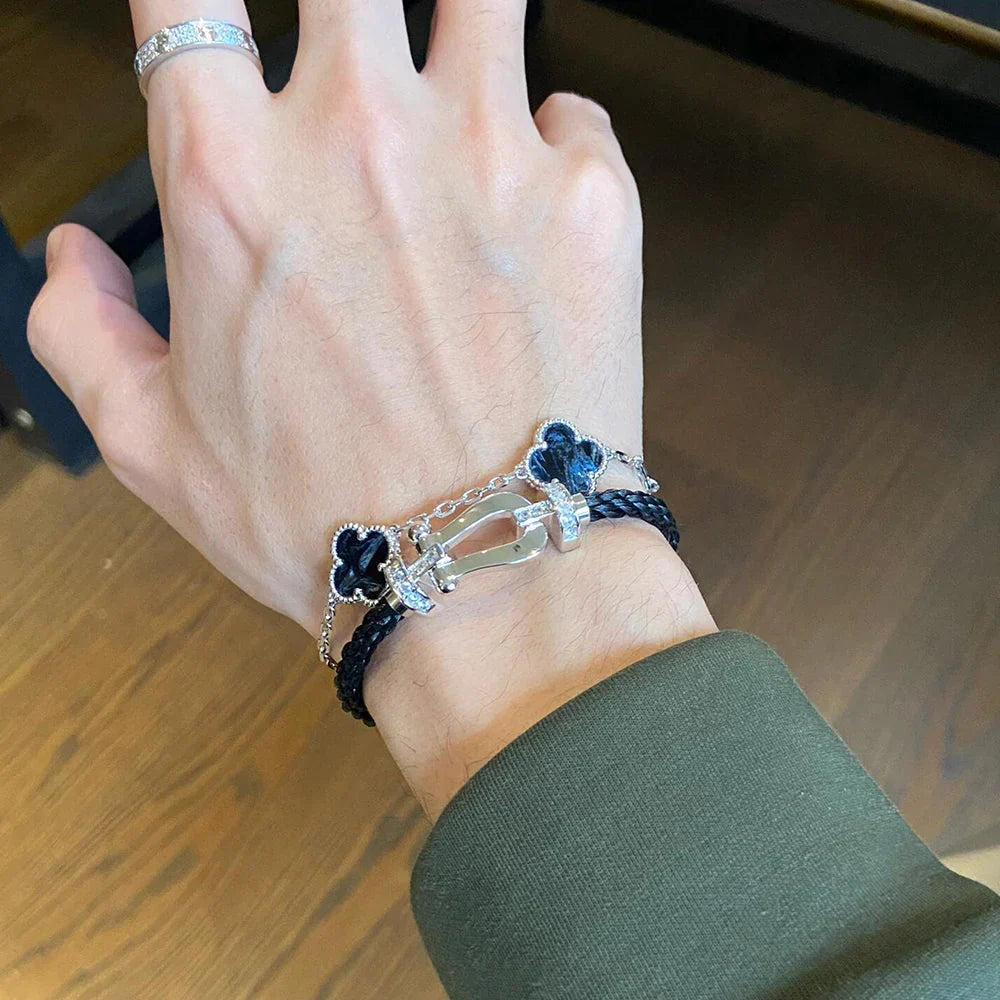 [LunaMar]LUCKY CLOVER 5-MOTIF BRACELET - PIETERSITE COLLECTION