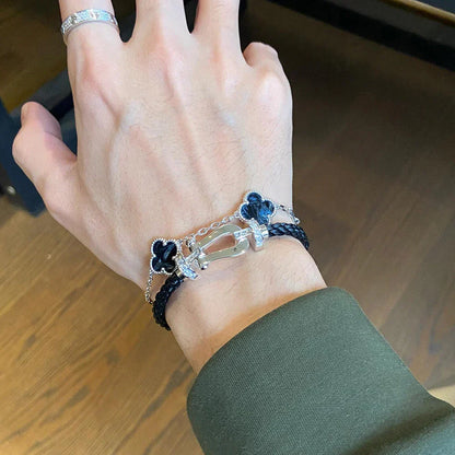 [LunaMar]LUCKY CLOVER 5-MOTIF BRACELET - PIETERSITE COLLECTION