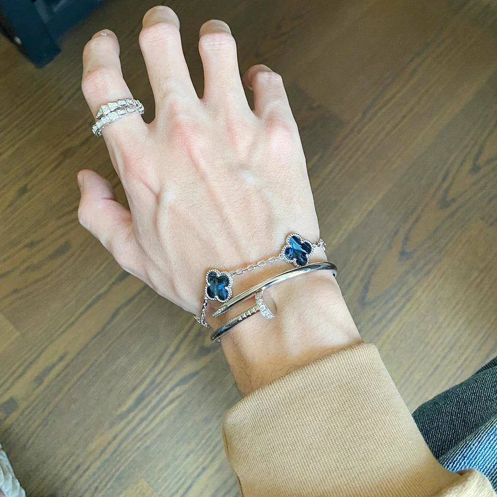 [LunaMar]LUCKY CLOVER 5-MOTIF BRACELET - PIETERSITE COLLECTION