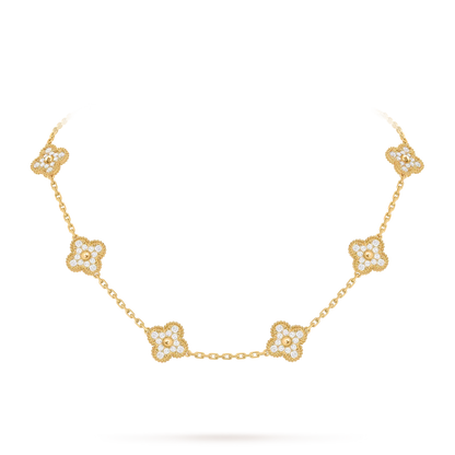 [LunaMar]CLASSIC LUCKY 10-MOTIF CLOVER NECKLACE GOLD COLLECTION