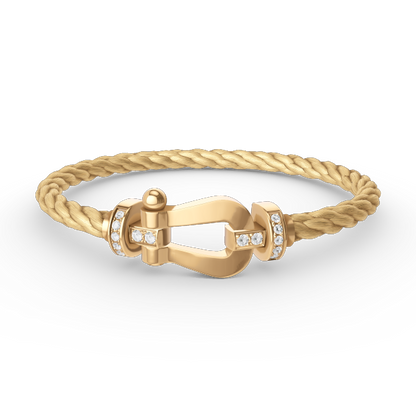 [LunaMar]FORCE LARGE HORSESHOE HALF DIAMOND BRACELET - GOLD